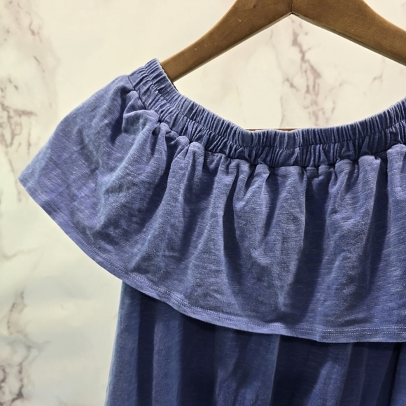 Sundry Dress Womens 0 XS Blue Mini Off Shoulder Cover Up Stretch Knit Flounce - Picture 6 of 9